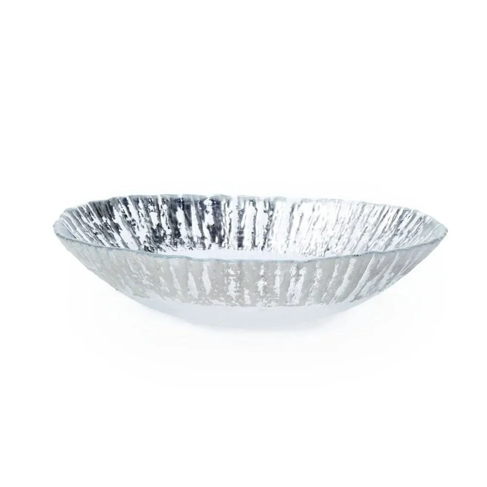 Vietri Rufolo Glass Platinum Medium Oval Serving Bowl